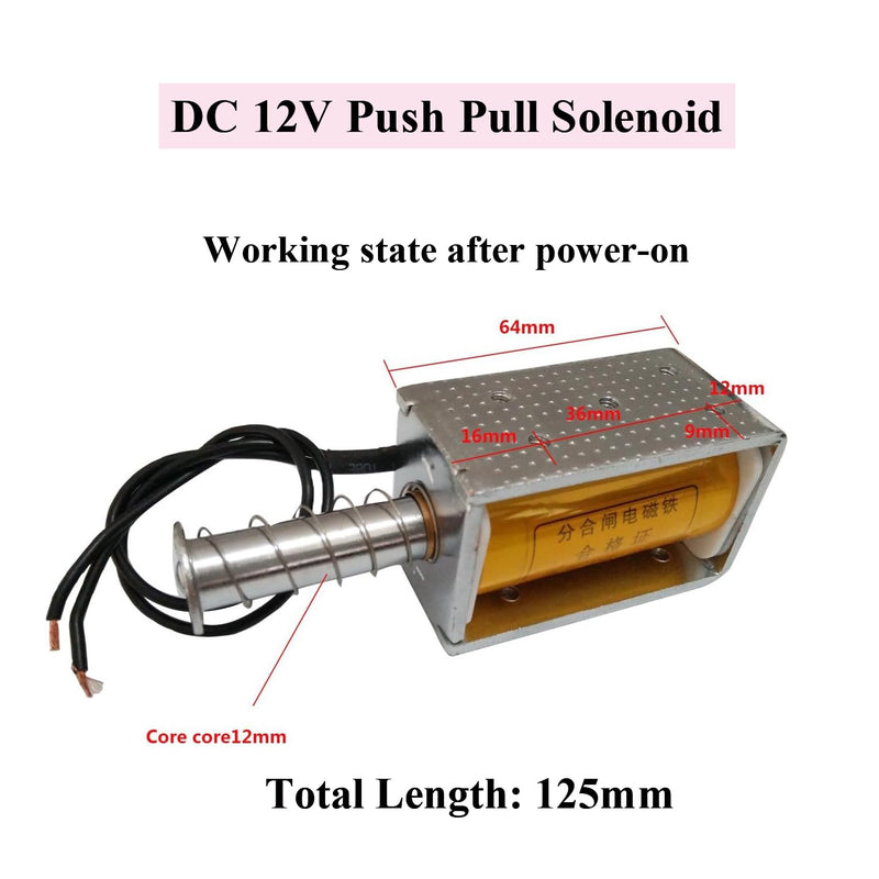 [Australia - AusPower] - DC 12V Push Pull Solenoid 35mm Long Stroke Small Electromagnetic Electric Magnet For Automobiles,Project and DIY 