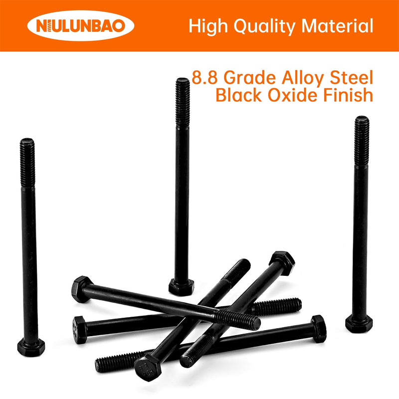 [Australia - AusPower] - M6-1.0 x 100mm Heavy Duty Hexagon Bolts Hex Head Screws, 8.8 Grade Alloy Steel, Black Oxide Finish, Metric Machine Partially Threaded, 10PCS M6-1.0 x 100mm(10PCS)Partially Threaded 