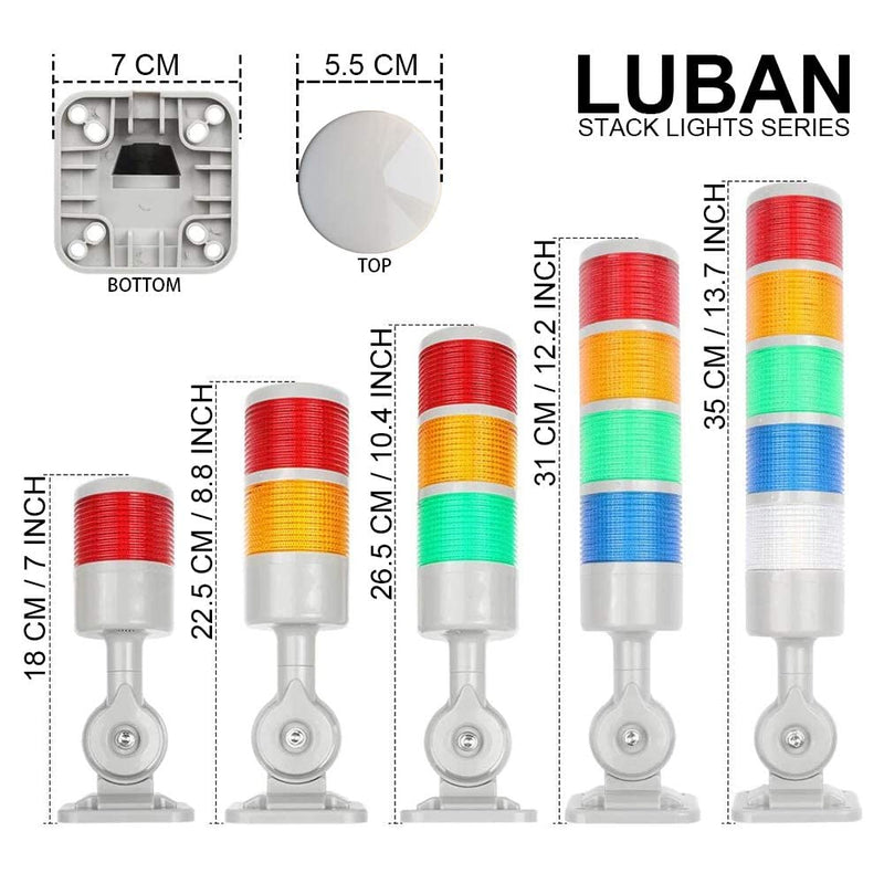 [Australia - AusPower] - LUBAN Led Signal Tower Stack Lights, Industrial Signal Warning Lights, Column Tower Lamp Andon Lights with Rotatable Base, Steady Flashing Light Switchable,12V 24V DC(1-Layer, with Buzzer) RED DC 12-24V 1 Layer/with Buzzer 