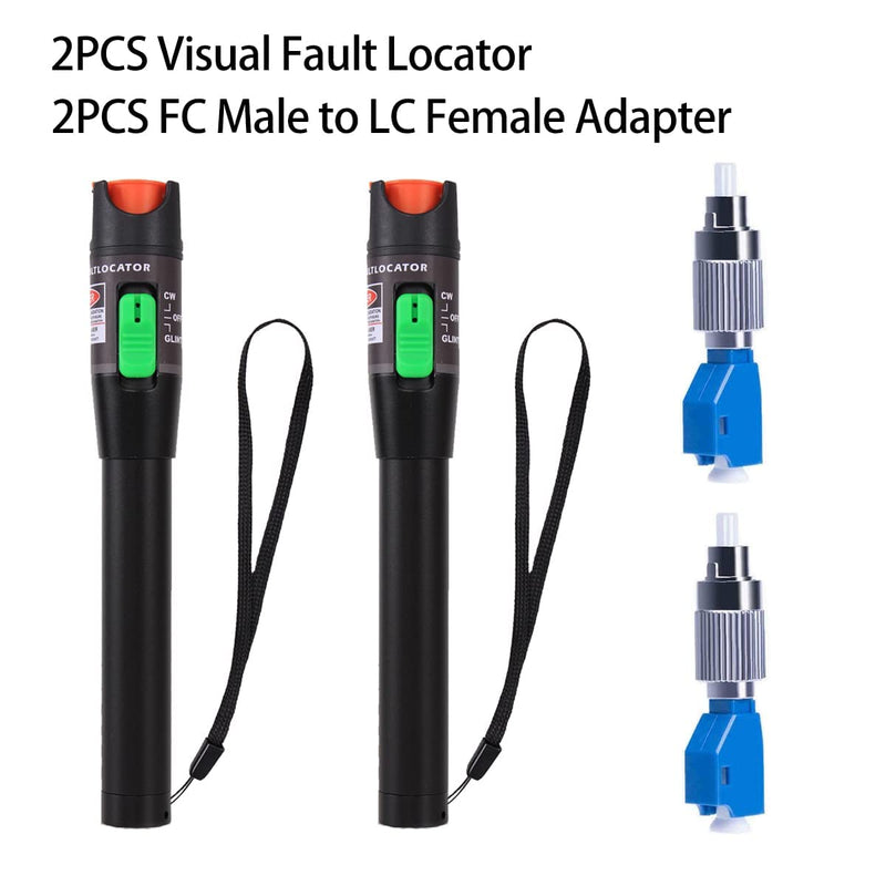 [Australia - AusPower] - toolco 2 Pieces Visual Fault Locator 30 Km, VFL Test Kit Includes Single Mode 9/125μm FC Male to LC Female Adapter, Fibre Optic Light Pen Tester for Testing Fiber Optic Power Cables 