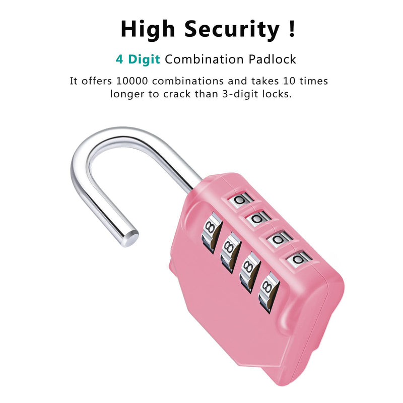 [Australia - AusPower] - ZHEGE Combination Lock, 4 Digit Combination Padlock Outdoor, School Lock, Gym Lock (Pink) 1P 1P, Pink 