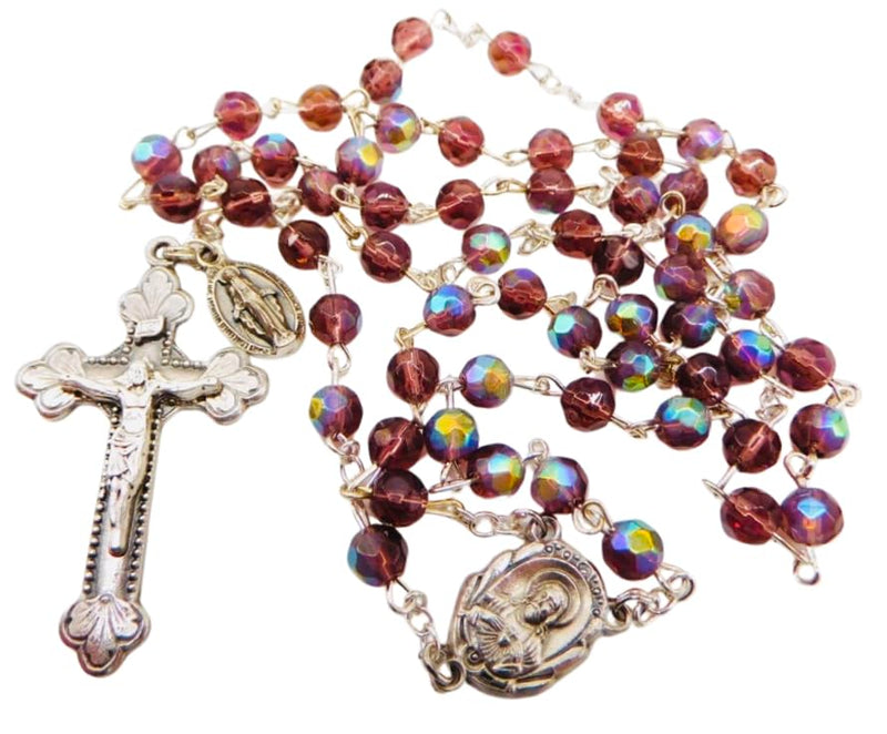 Westmon Works Deluxe Rosary Gift Set with Glass Beads and Metal Crucifix, Boxed with Hail Mary Prayer Card Made in Italy