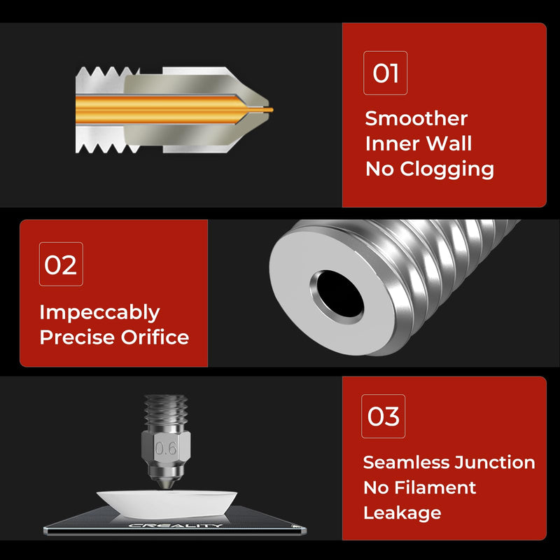 Creality 3D Printer Nozzle 8PCS 0.25/0.4/0.6/0.8mm, 3D Printer High-end Nozzle Kit High Thermal Conductivity High Hardness for Ender-3 S1/S1 Pro/S1 Pius/V2 Neo/Neo/Max Neo