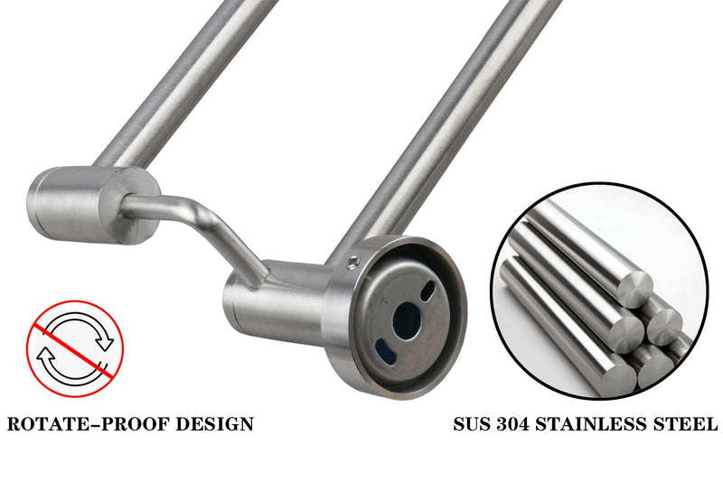 TocTen Double Bath Towel Bar - Thicken SUS304 Stainless Steel Towel Rack for Bathroom, Bathroom Accessories Double Towel Rod Heavy Duty Wall Mounted Towel Holder (Brushed Nickel, 16 in) Brushed Nickel Round 16 Inch