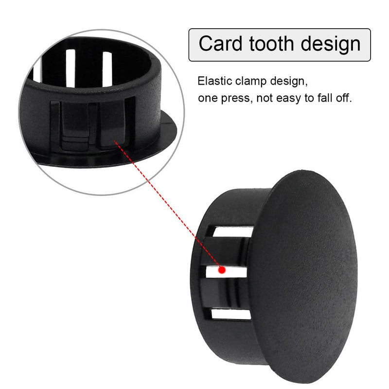 [Australia - AusPower] - 30PCS 19mm (3/4") Black Hole Plugs Plastic Flush Type Hole Plugs Snap in Locking Hole Tube, Furniture Fencing Post Pipe Insert End Caps (Black) 19mm (3/4") 