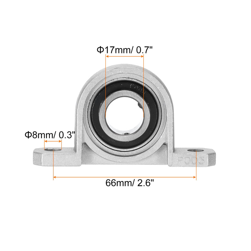 [Australia - AusPower] - uxcell 6 Pcs KP003 Pillow Block Bearing 17mm Bore Zinc Alloy Inner Ball Mounted Bearing Block Insert Bearing Self-Alignment 