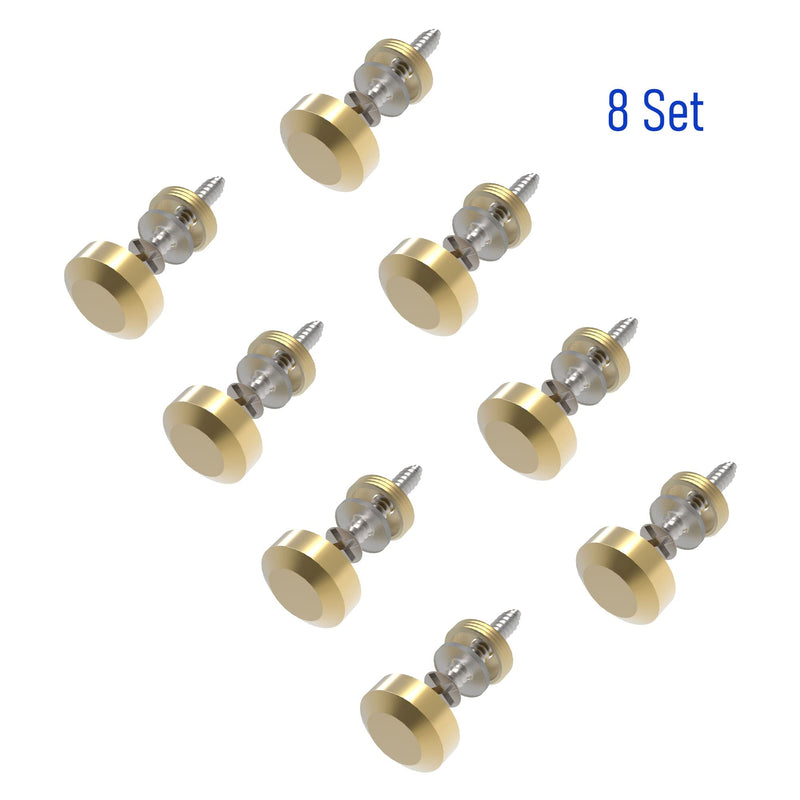 [Australia - AusPower] - 8 PCS 16mm(0.63") Mirror Screws, Brass Decorative Caps Cover Fasteners, Metal Mirror Nails, Polished Beveled Gold Lid (Bright Gold) 