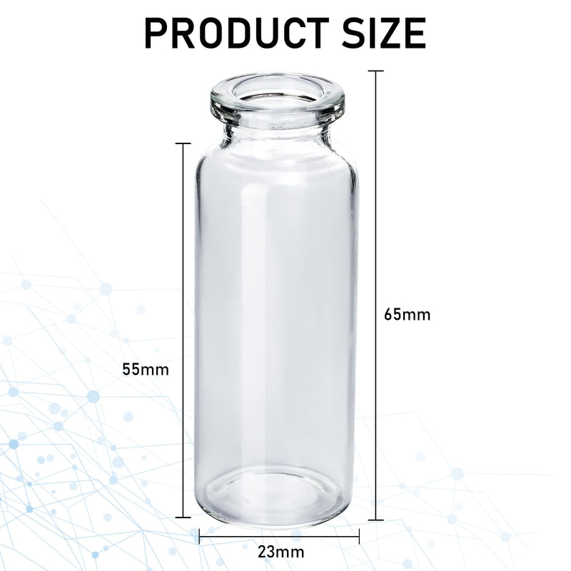 50 Pack 20ml Sealed Sample Vials, Transparent Glass Vials with Self Healing Injection Port 50