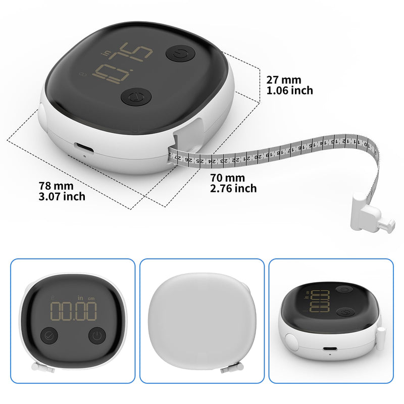 [Australia - AusPower] - AI-Enabled Smart Body Tape Measure – Bluetooth Fitness Tracker with USB-C Recharge, LED Display & Fitday App – Real-Time Body Progress Analytics for Athletes, Weight Loss & Home Health (60in / 150cm) 