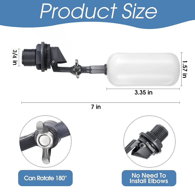 [Australia - AusPower] - meekoo Float Ball Valve, 1.57 Inch Male Automatic Fill Feed Humidifier Tank Water with Adjustable Arm for Ponds, Livestock Water Trough, Aquariums, Aquaculture, Hydroponics and Reservoir(6 Pack) 6 
