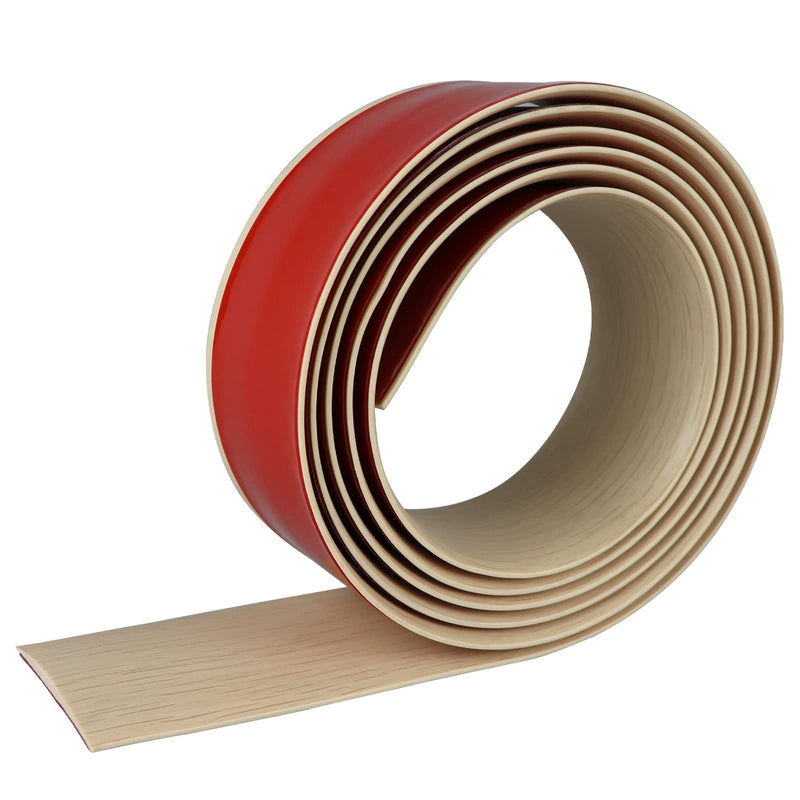 Floor Transition Strip Self Adhesive Floor Cover Strips Laminate 2" Wide Vinyl Flat Divider Transitions Elegant Wood Grain Design (5cm, 3.3Ft, Beige) 5cm, 3.3Ft