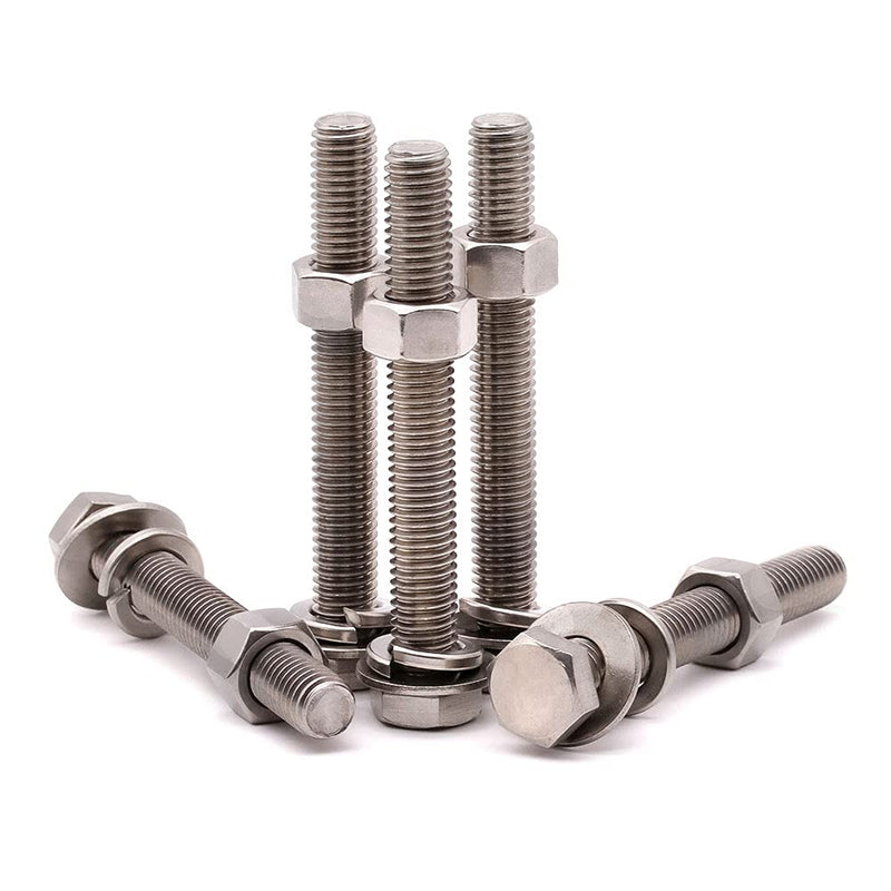 [Australia - AusPower] - (4 Sets) 1/2-13 x 6 Stainless Steel Hex Bolts & Hex Nuts & Flat Washers SAE & Lock Washers Hardware Kit, 304 Stainless Steel 18-8, Full Thread Hexagon Bolt Assortment 1/2-13 x 6" 4 