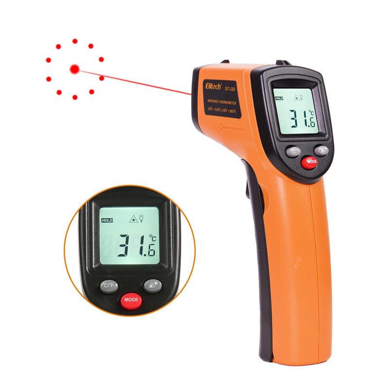 [Australia - AusPower] - Elitech Laser Temperature Gun, Non-Contact Digital Infrared Thermometer, Adjustable Emissivity, Backlight, Handheld for Grill, Meat, Food, Candy, Automotive, HVAC Tools, -50~530°C(-58~986°F), DIT-220 1 