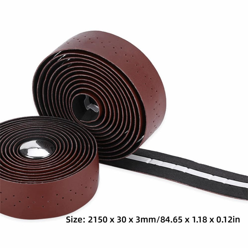 Handlebar Tape – EVA Padding Anti-Slip Grip Wraps for Road & Fixed Gear Bikes | Perforated Breathable Sweat-Absorbent Cycling Handlebar Wrap (Brown)‌