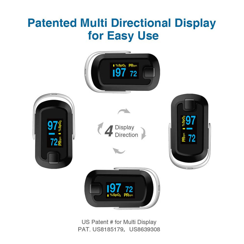 [Australia - AusPower] - mibest OLED Finger Pulse Oximeter, O2 Meter, Dual Color White/Black 