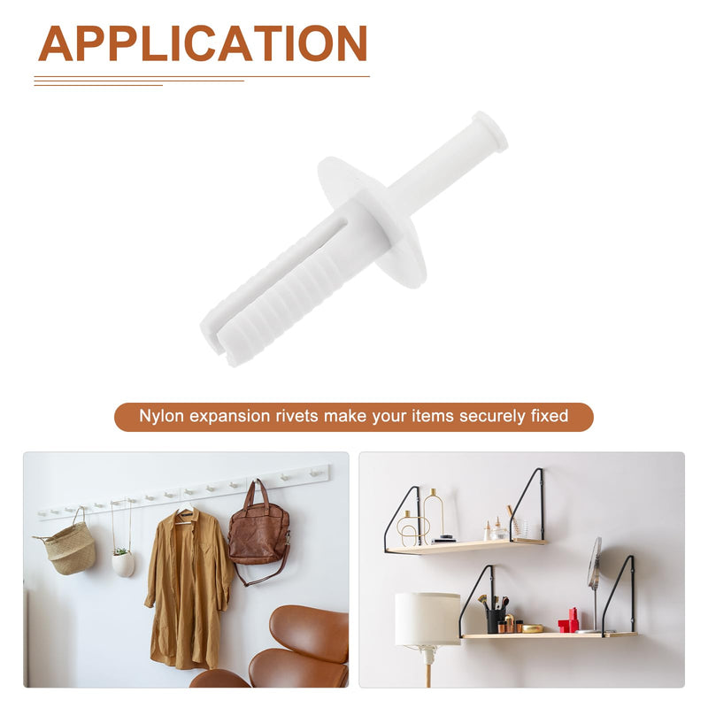[Australia - AusPower] - 1/4" x 3/4" (D x L) Nylon Nail Drive Anchors - 100Pack - Good for Mechanical Equipment - Mushroom Nail Drive Anchors - White 1/4" x 3/4" 100 