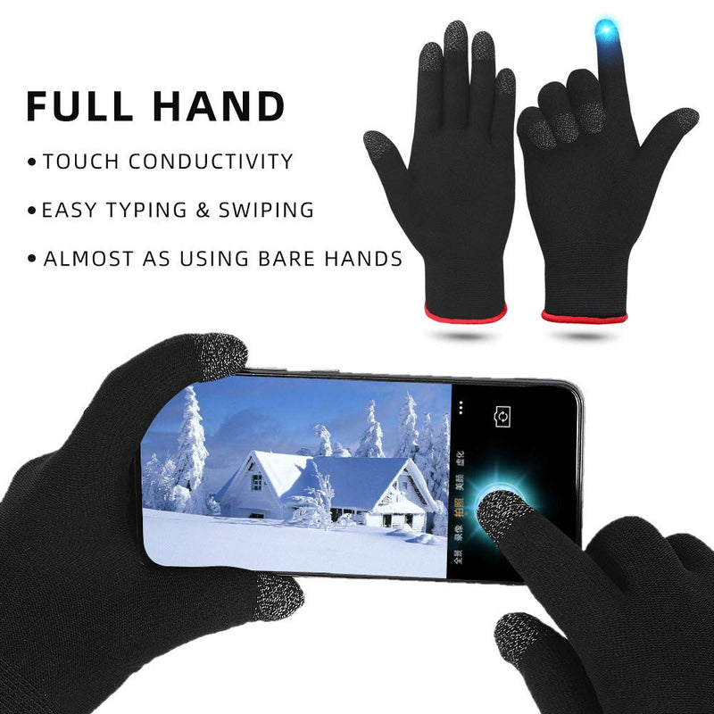 [Australia - AusPower] - Gaming Gloves, Anti-Sweat Breathable Touch Finger Game Glove for Highly Sensitive Nano-Silver Fiber Material, Support Almost All Mobile Gaming (Black) 