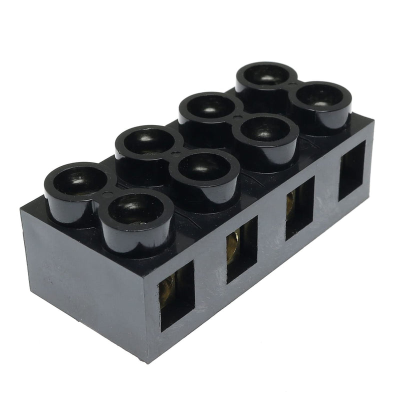 [Australia - AusPower] - 500V 60A 4 Position Double Row Screw Terminal Block Dual Row Electrical Barrier Terminal Strip Block, Black 60A 4P 
