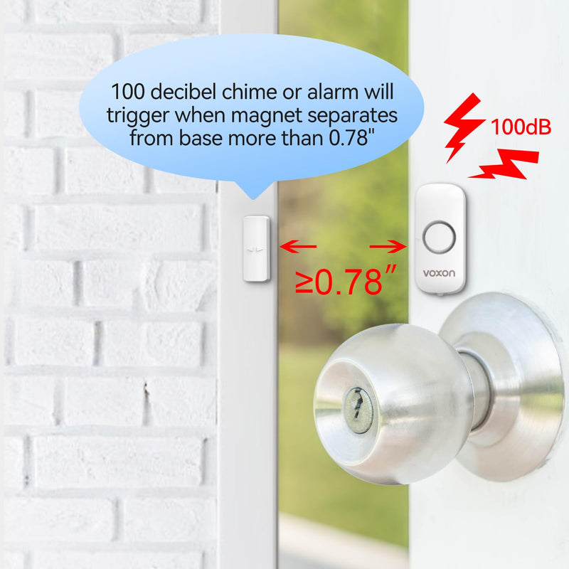 [Australia - AusPower] - Door Window Alarm for Kids Safety VOXON Wireless Door Alarm for Home Security Personal Security Window Alarms Sensor Burglar Door Alarm for Home, Cars, Sheds, Caravans DIY Kit Pack of 4 4PCS 