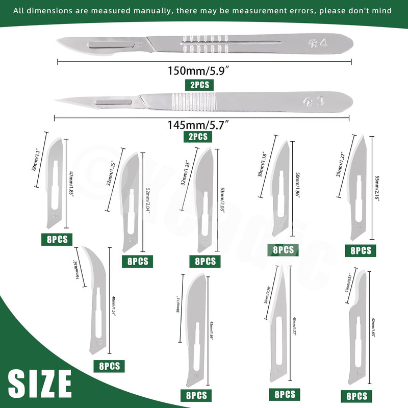 [Australia - AusPower] - Keadic 76Pcs 2 Style Scalpel Blades Handle with #10#11#12#15#20#21#22#23#24 Surgical Sterile Blades, Laboratory Blade-Lab Knives for Callus Removal, Practicing Cutting, Sculpting #10 #11 #12 #15 #20 #21 #22 #23 #24 