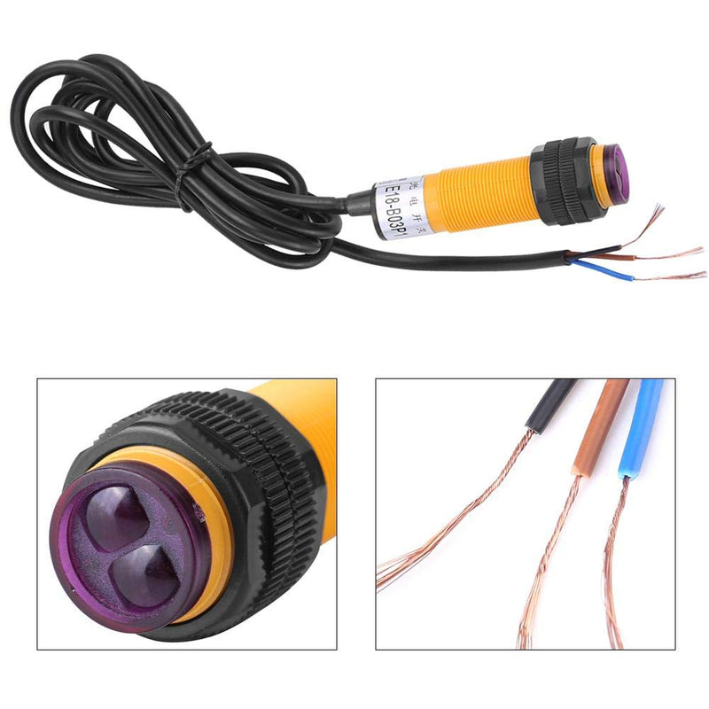 Photoelectric Sensor Switch, E18-B03P1 5-30cm DC 3-Wire 6-36V PNP IR Photoelectric Sensor Switch for Industrial Automation and Meter