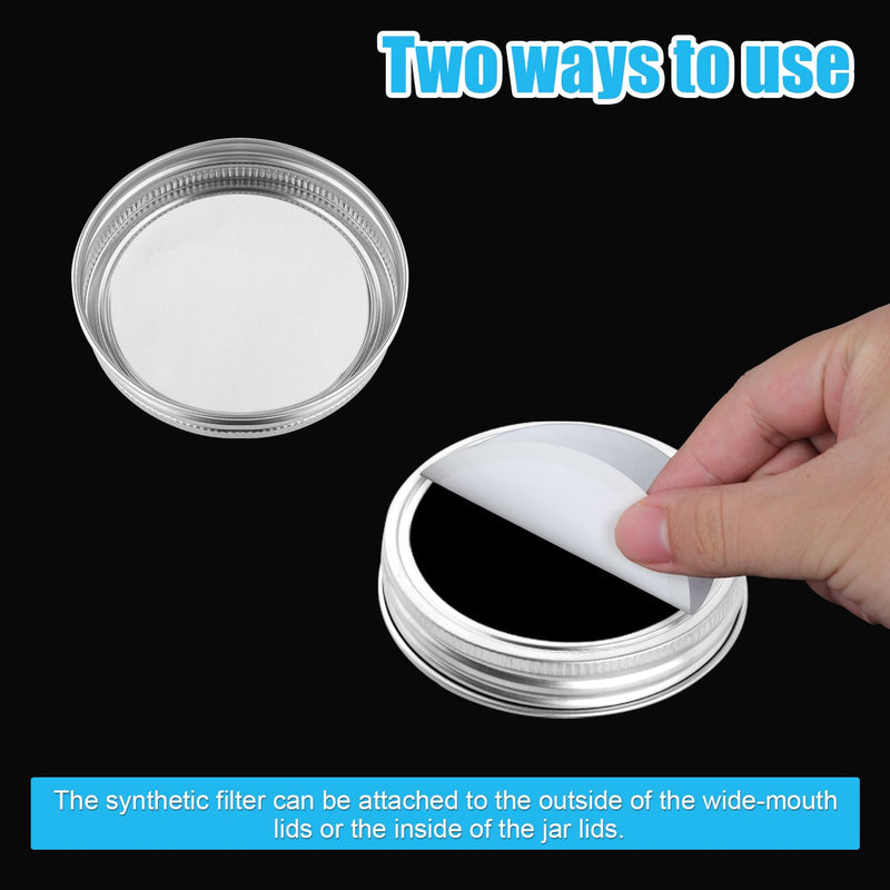 [Australia - AusPower] - 50pcs Synthetic Filter Paper Stickers, 84mm Diameter Adhesive Filter Discs 0.3 µm Wide Mouth Mason Jar Lids Filter Patch for Mushroom Cultivation 