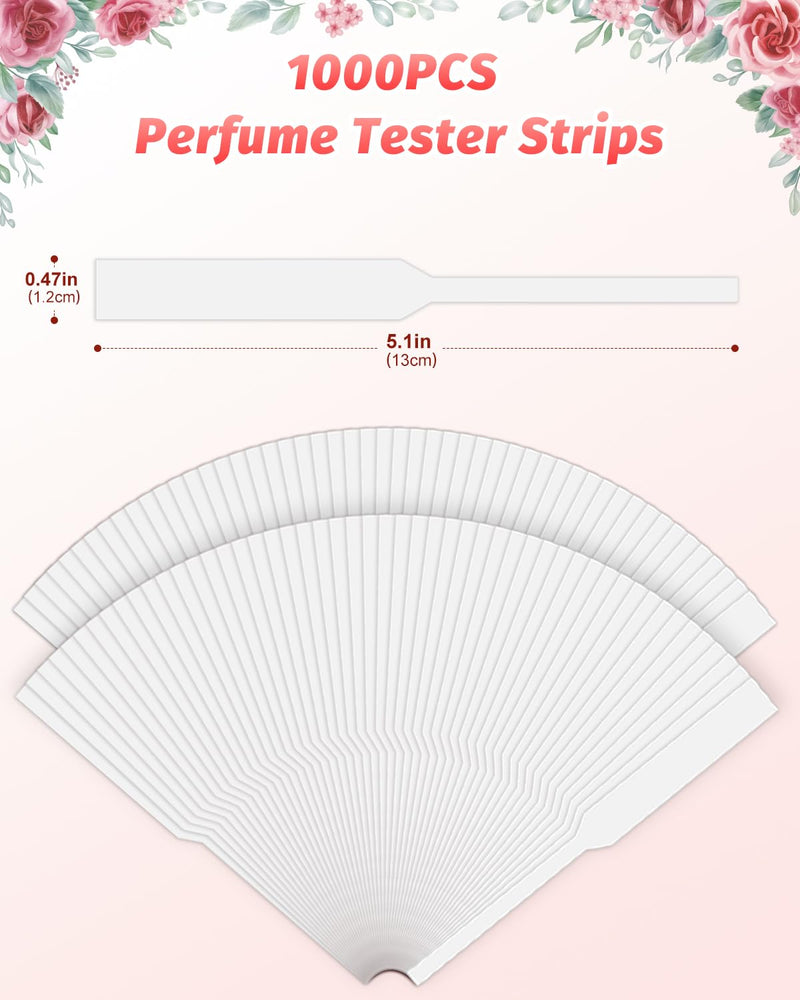 1000 Pieces Perfume Tester Strips, Disposable Fragrance Test Strips, Pure White and Strong Absorbent, Fragrance Blotter Strips, Scent Strips, for Fragrances Essential Oils Spice 1000 Pieces