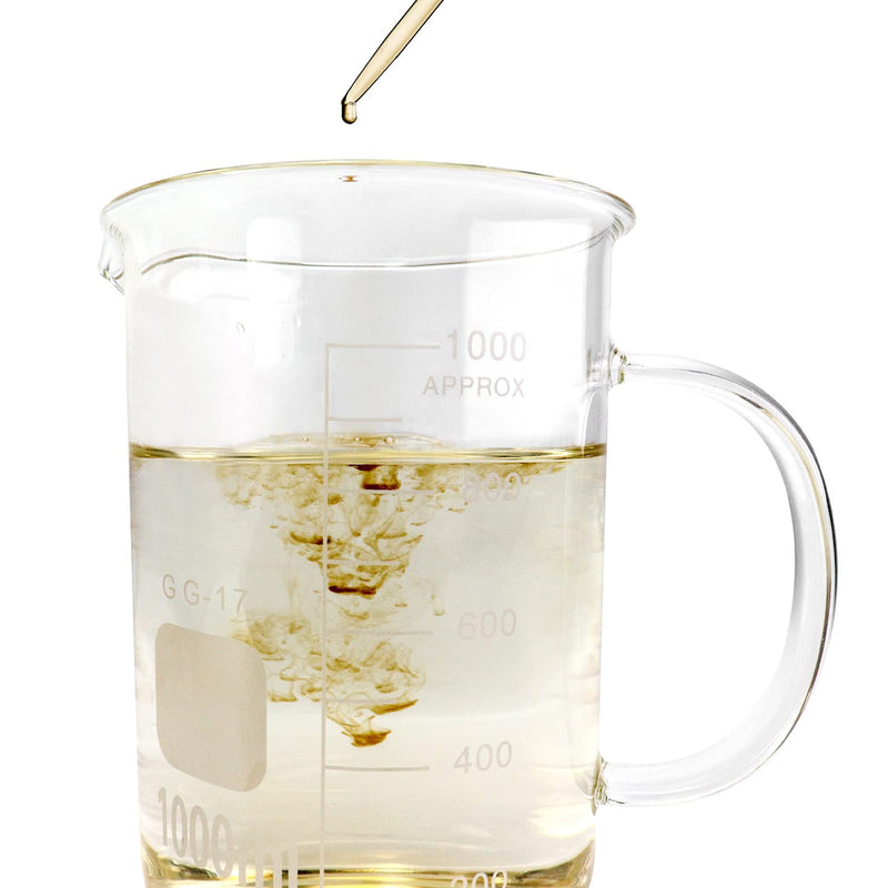 QWORK Beaker with Handle, 1000ml/33.81oz Measuring Cup, Borosilicate Glass,Beaker Mug with Pouring Spout (Pack of 2) 1000 ml (Pack of 2)