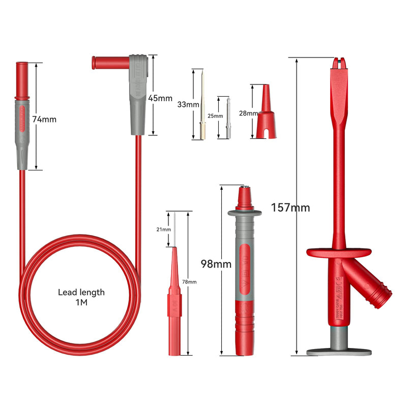 [Australia - AusPower] - Goupchn 16PCS Multimeter Test Leads Kit with High Voltage Alligator Clip Test Hooks, Wire Piercing Probes, Replaceable Precision Sharp Probes for Electrical Testing 1000V 10A 