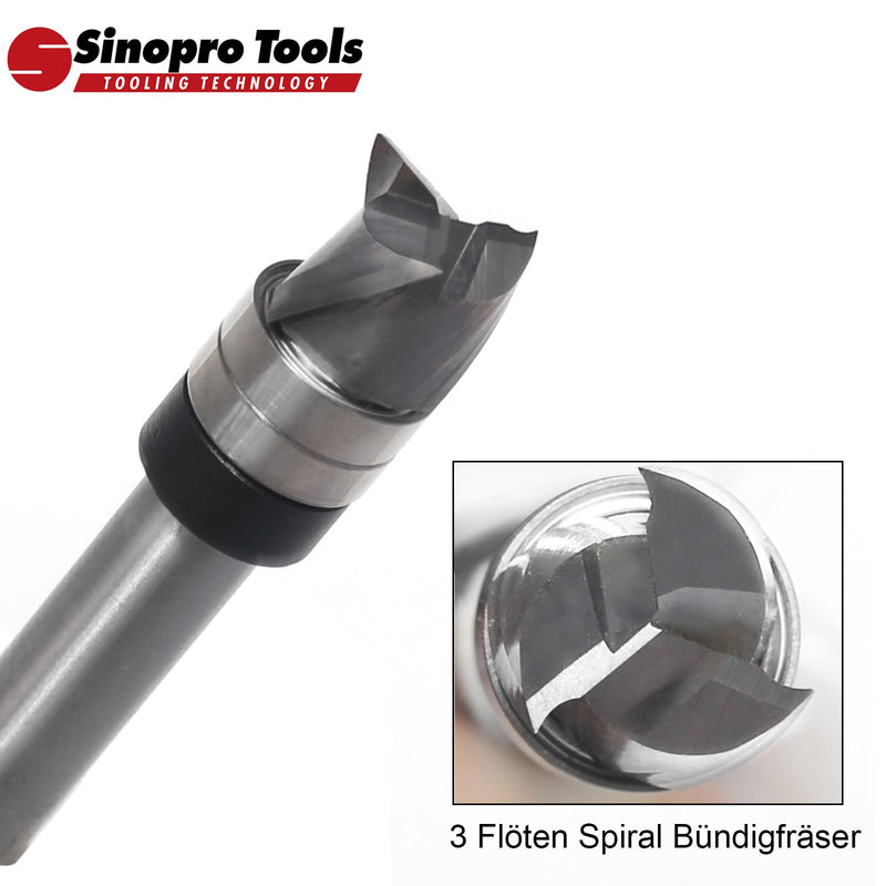 [Australia - AusPower] - Sinoprotools Spiral Cutter 8 mm Shank Solid Carbide Milling Cutter 3 Flute Up Cut Groove Cutter 12 mm Cutting Diameter 10 mm Cutting Length Flush Profile Cutter for Wood Edges Flush for Milling or 8x12x10mm 