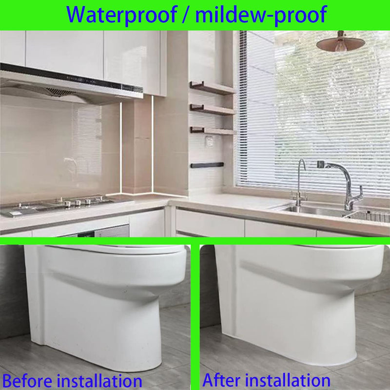 [Australia - AusPower] - Flexible Quarter Round Molding Self Adhesive,Peel and Stick Waterproof Molding Trim Caulk Strip for Wall Edge Corner,Ceilings Edge,Cabinet Edge,Tile Countertop Edge,Window Door Frame (White) White 