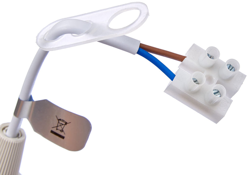 Kopp Renovation Socket, Pre-Assembled with Approx. 13 cm Visible Cable H03VV-F 2 x 0.75 mm², Luster Terminal and Strain Relief, Pack of 3 in Packaging, E27, Max. 60 W, Color White, 214601044 (Pack of 2) 3 pieces (pack of 2)