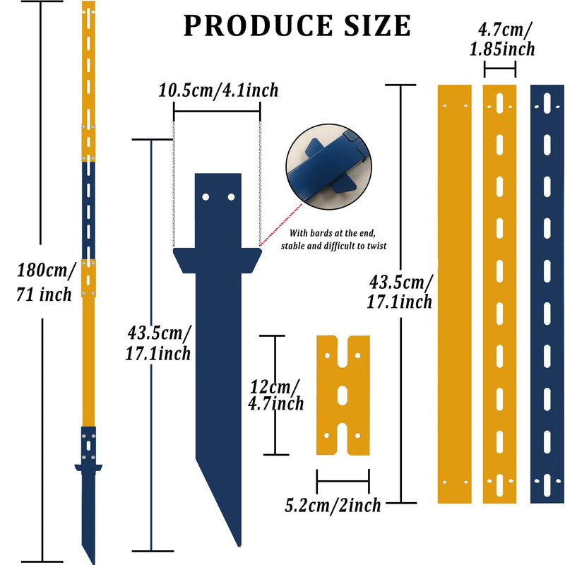 Sign Post for Outside 6 Ft, Yard Signs Stakes, Heavy Duty Metal Holder Ground Traffic Road Stand Lawn Adjustable Pole for Events, Parking, Garage, Rust-Resistant Durable DIY 1Pcs Blue Yellow Blue -Yellow -3