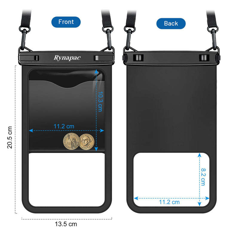 [Australia - AusPower] - [Up to 10"] Large Waterproof Phone Pouch Bag - 2Pack Waterproof Phone Case for iPhone 15 Pro Max 14 13 12 Galaxy S23 S22 S21, IPX8 Cell Phone Water Protector Pouch Beach Essentials Vacation Must Haves Extra Large [10-inch] 