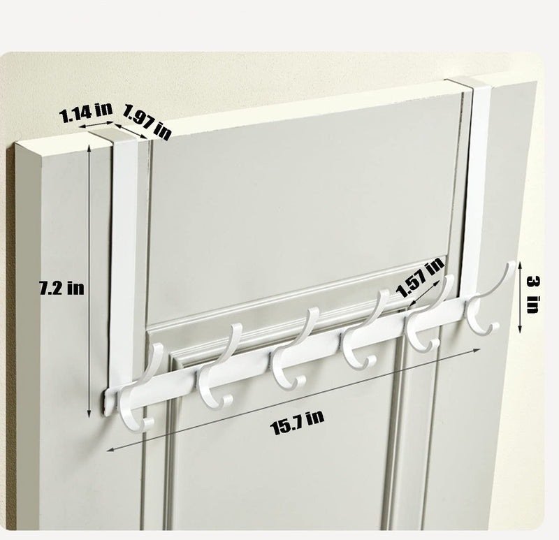 [Australia - AusPower] - Over The Door Hooks Rack, 6 Door Hanger Hooks, Over The Door Towel Rack for Hanging Coat, Towel, Bag, Robe, Hat, Back of Bathroom (White) White 