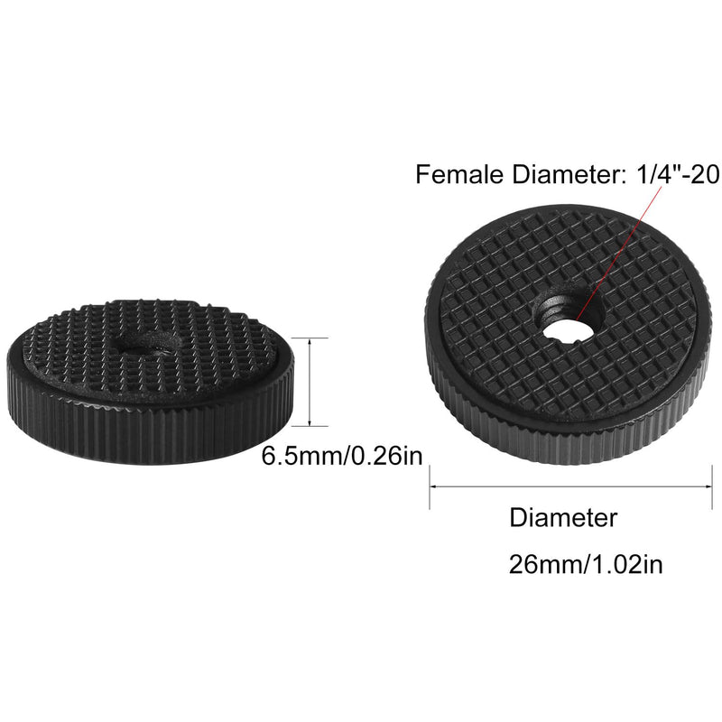 [Australia - AusPower] - 4PCS 1/4Inch Aluminum Alloy Female Thumb Wheel Lock Nut Adapter with Gasket, Hot Shoe Locking Knob Nut and Spacer, 1/4 Inch Knurled Screw Nut 26mm/1in Diameter 