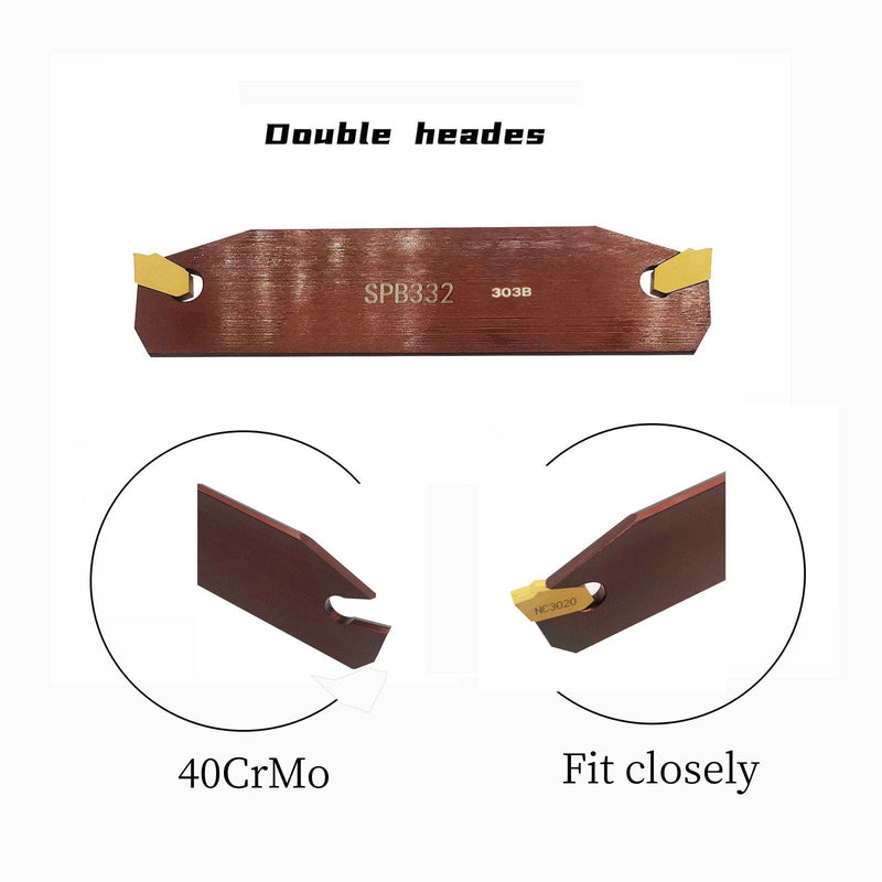 [Australia - AusPower] - ASZLBYM Groove Cutting Tool Chopping Board Tools SPB332 / SPB32-3 Groove Cutting Tool and 12 Pieces SP300 / ZQMX3N11-1E 3 mm Carbide Inserts for Groove Cutting 