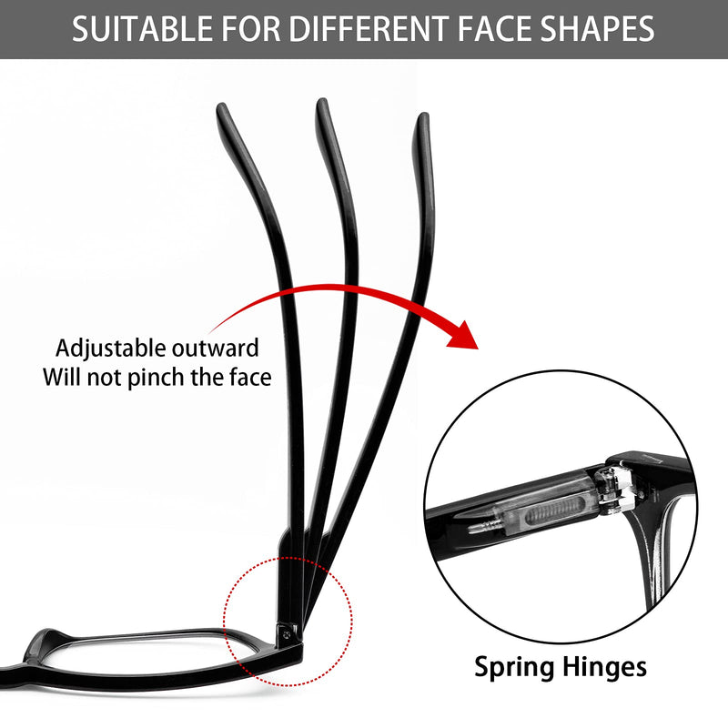 [Australia - AusPower] - VIDEBLA 5 Pack Blue Light Blocking Reading Glasses,Spring Hinge Readers for Women Men,Anti UV Ray Filter Nerd Eyeglasses Mix 1.5 x 
