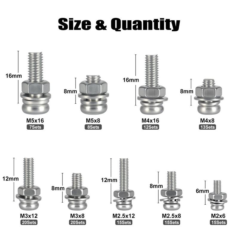 [Australia - AusPower] - 500Pcs Stainless Steel Nut and Bolt Assortment Kit, M2 M2.5 M3 M4 M5 Small Metric Machine Screws, Multipurpose Hardware Set for DIY Projects, Repairs, Electronics 500PCS M2/2.5/3/4/5 