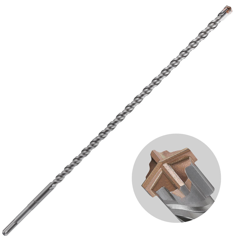 [Australia - AusPower] - Concrete Drill Bit lengthening 1pcs 1/2" X 18"-16" Cross-Type Double Thread Carbide Material Suitable for Concrete, Brick, Cement Walls, Stone, extra long Hammer Drill Bits for Concrete 1/2 in 18" 