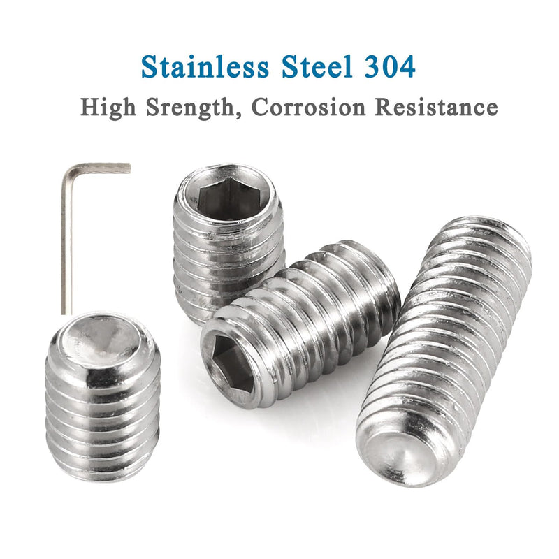 [Australia - AusPower] - #10-24 x 3/8" Set Screws, Internal Hex Head Allen Drive Cup Point Screws with Hex Key Wrench, 304 Stainless Steel, 50 PCS #10-24 x 3/8" 
