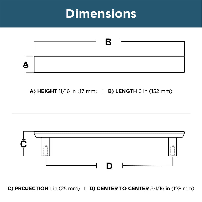 Franklin Brass (5-Pack) – Champagne Bronze Cabinet Handles, 5-1/16 Inch Hole Center, Modern Pulls for Drawers, Kitchen Cabinet Door, Dressers | Simple Chamfered 5-1/16" (128mm)