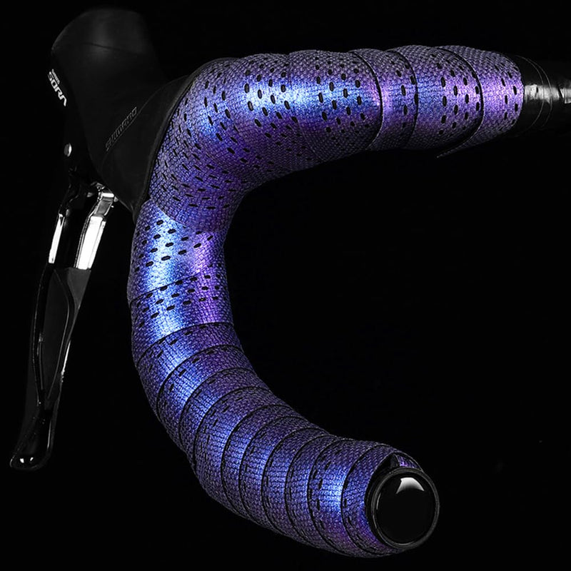 Gradient Purple Road Bike Bend Handle Strap Bicycle Handlebar Tape Breathable Anti Slip Waterproof EVA Shock Absorber Bike Tape Perforated Handle Strap for Riding Equipment