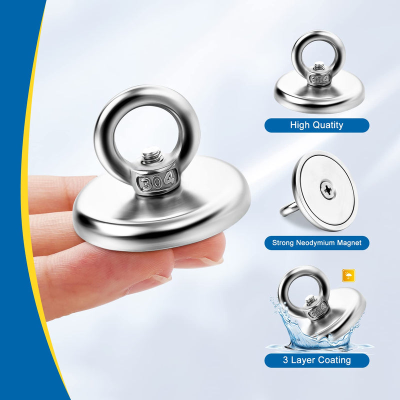 [Australia - AusPower] - VNDUEEY Strong Magnetic Hooks 10 Pack, 100 LBS Pulling Force Rare Earth Neodymium Fishing Magnets with Countersunk Hole Eyebolt, Heavy Duty Magnets Hook for Home, Workplace, Garage, and Kitchen 