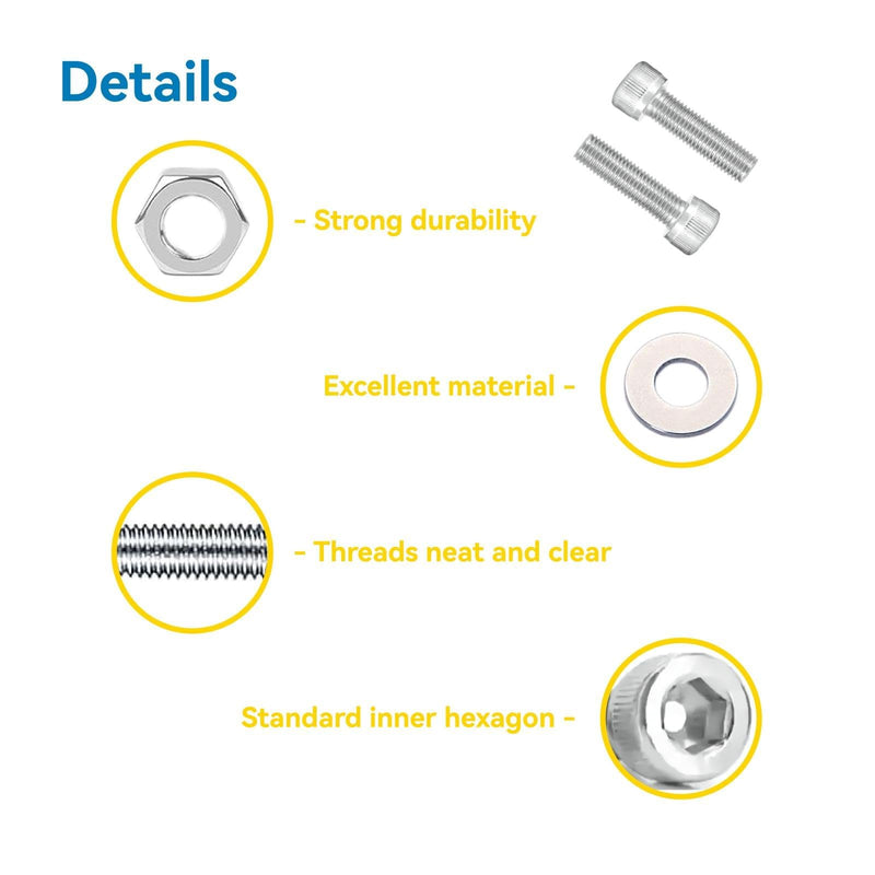 [Australia - AusPower] - 660 Pcs M2 Screw Assortment, Metric Hex Socket Head Cap Bolts, M2*4mm/6mm/8mm/10mm/12mm/16mm Screws Nuts and Washers, Stainless Metric Bolts Nuts Washers Kit with 1 Hex Allen Wrench M2 660Pcs 4mm-16mm 