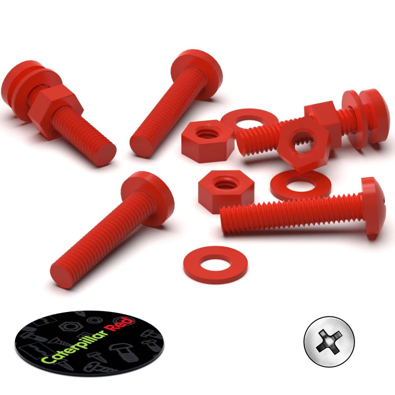 [Australia - AusPower] - 20 x Red Pan Head Screws Polypropylene (PP) Plastic Nuts and Bolts, M4 x 20mm, Washers, (5/32 x 25/32 in) 