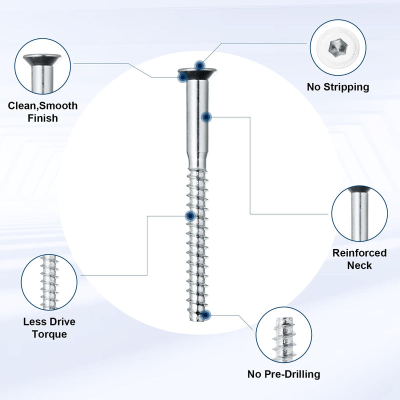 [Australia - AusPower] - Confirmat Screws, 10 PCs M5 x 40mm, Hex Socket Drive Countersunk Self-Tapping Furniture Connecting Screw Set Carbon Steel Zinc Plated Silver 