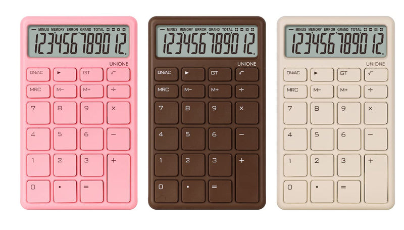 [Australia - AusPower] - Pocket & Desktop Beige Calculator with a Bright LCD, Dual Power Handheld Desktop. Color. Business, Office, High School 
