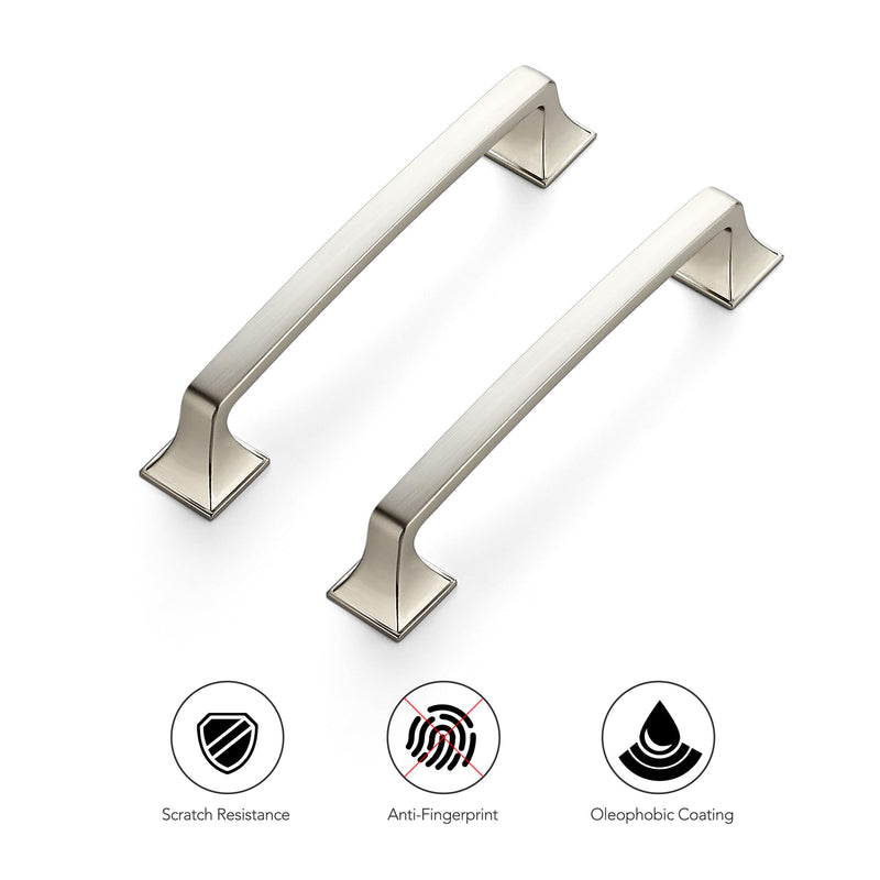 Ravinte 5 Pack Solid 5" Square Foot Arch Pulls Kitchen Cabinet Handles Brushed Nickel Pulls Silver Dresser Kitchen Cupboard Hardware Handles for Cabinets Cupboard Drawers 5 Inch Hole Center