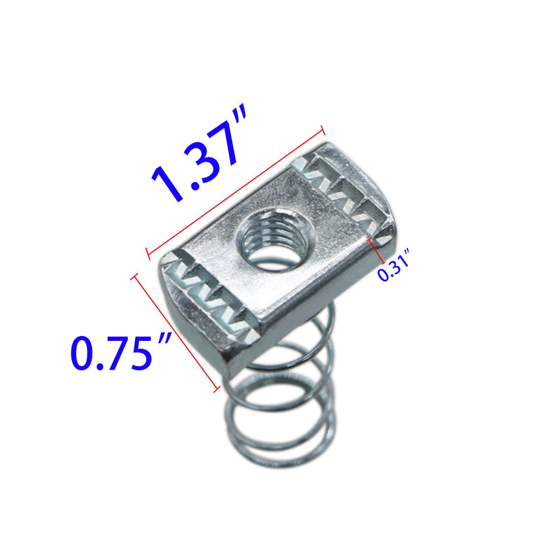 [Australia - AusPower] - Strut Channel Nuts, 3/8-16 Spring Channel Nuts with Zinc Electroplate Finish, Long Spring Nuts Great for Use with Strut Channel (10 Pack) Standard Spring 